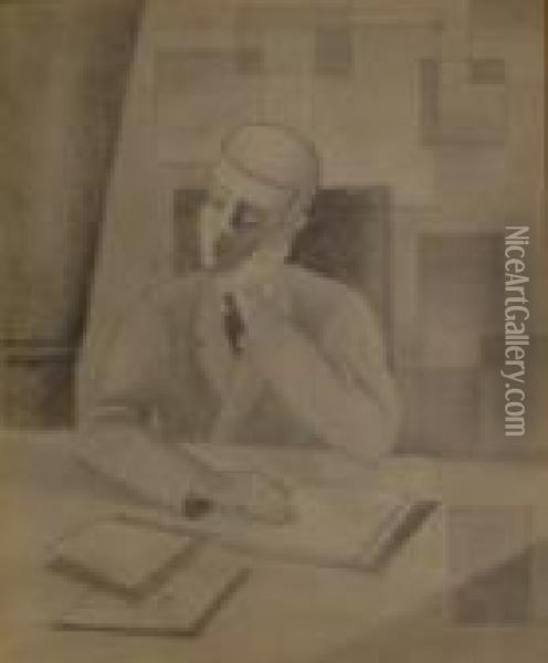 Homme Assis Pensif, Etude Pour Paludes, Circa 1920 Oil Painting - Roger de La Fresnaye