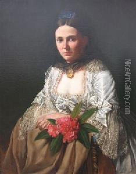 A Portrait Of A Plant Hunters Bride Oil Painting - John Maler Collier
