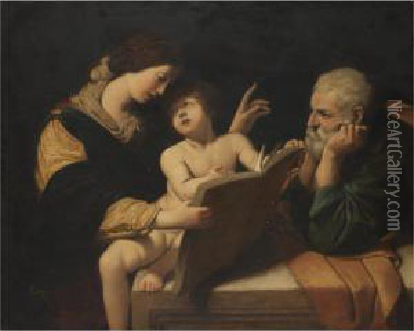 Holy Family With The Madonna Teaching The Christ Child To Read Oil Painting - Lionello Spada