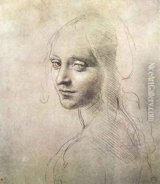 Head of a girl c. 1483 Oil Painting - Leonardo Da Vinci
