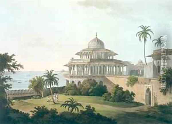 The Chalees Satoon in the Fort of Allahabad on the River Jumna Oil Painting - Thomas Daniell
