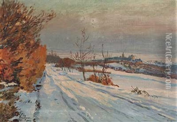 Sonniger Winterabend Bei Kronberg Oil Painting - Fritz Wucherer