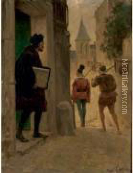 Scene Troubadour Oil Painting - Jules Garnier