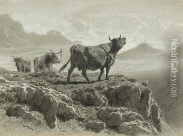 Cattle In The Highlands Greeting The Dawn Oil Painting - Rosa Bonheur