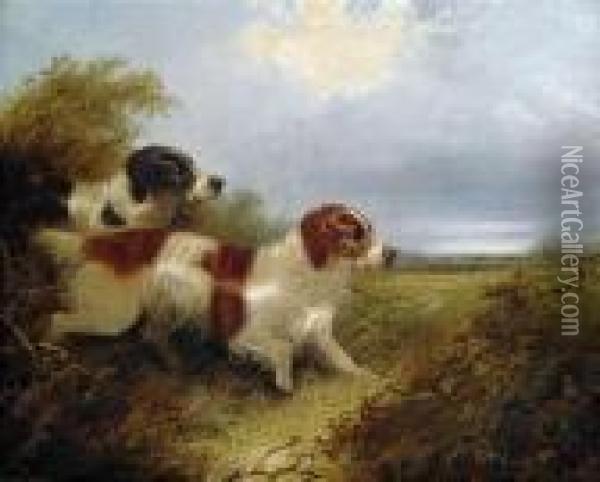 Two Terriers Hunting Oil Painting - George Armfield