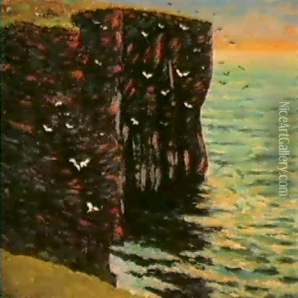 Les Falaises Noires A Thurso, Ecosse Oil Painting - Maxime Maufra