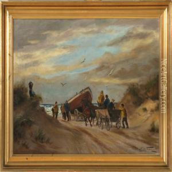 The Lifeboat Oil Painting - Edmund Fischer