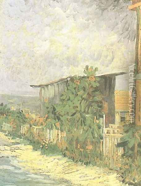 Montmartre Path With Sunflowers Oil Painting - Vincent Van Gogh