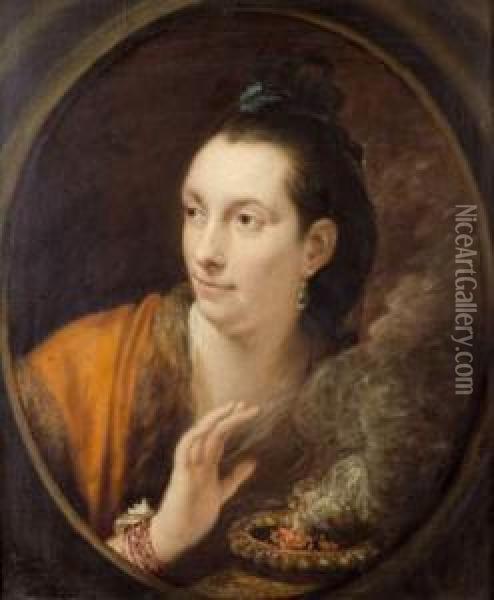 Portrait De Femme En Vestale Oil Painting - John Hamilton Mortimer