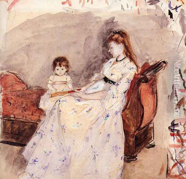 The Artists Sister Edma With Her Daughter Jeanne Oil Painting - Berthe Morisot