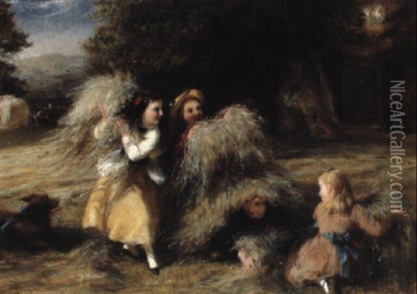 In The Hayfield Oil Painting - George Bernard O'Neill