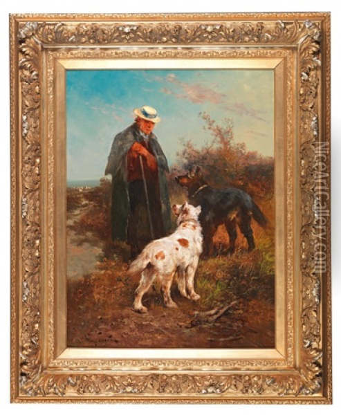 Shepherd With Dogs Oil Painting - Henry Schouten