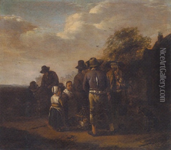 Bauern Vor Der Dorfschenke Oil Painting - Barend Gael