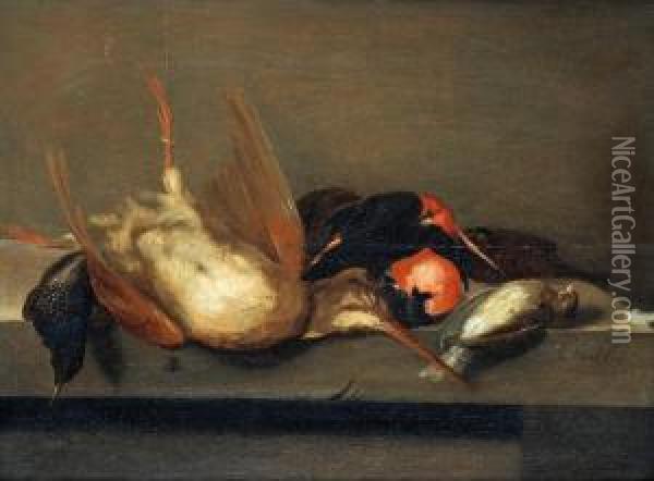 Still Life With Birds Oil Painting - Jacobes Vonck