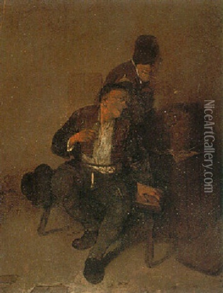 Peasants Drinking In A Tavern Oil Painting - Cornelis Pietersz Bega