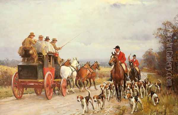 A Hunt Passing a Coach Oil Painting - John Sanderson Wells