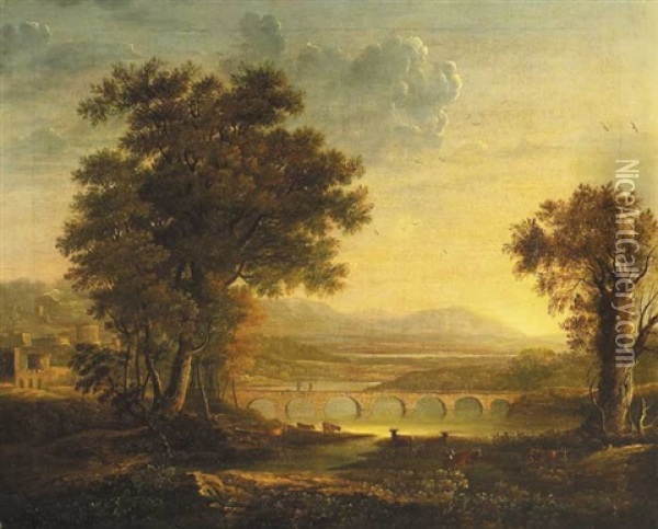 A Classical Landscape Composition Oil Painting - Jeremiah Hodges Mulcahy