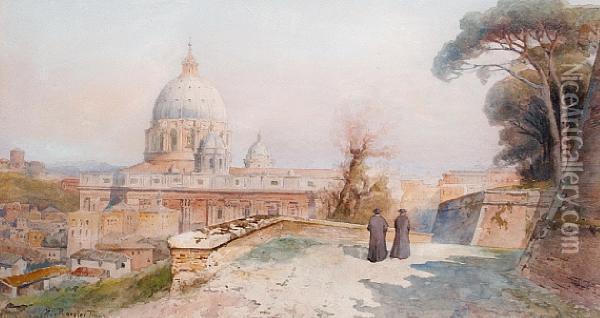 La Quercia Del Tasso A Roma Oil Painting - Ettore Roesler Franz