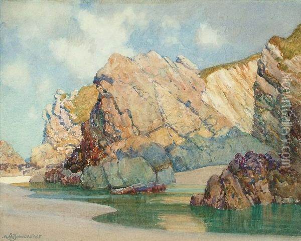 Crigga Rocks Oil Painting - Albert Moulton Foweraker