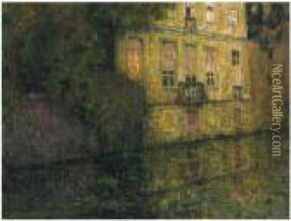 Le Quai Vert, Bruges Oil Painting - Henri Eugene Augustin Le Sidaner