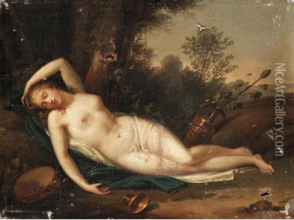 Bacchante Resting In A Landscape Oil Painting - Etienne Barthelemy Garnier