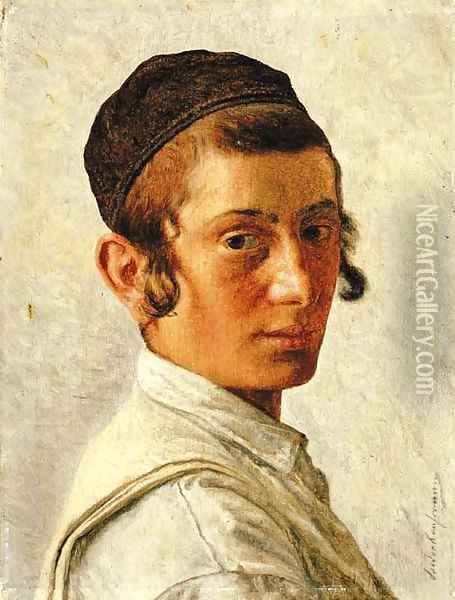 Portrait of a Young Boy Oil Painting - Isidor Kaufmann