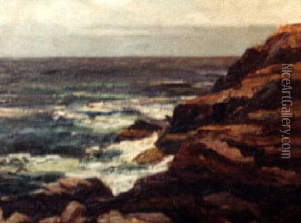 Rocky Coast Oil Painting - Mary Cable Butler