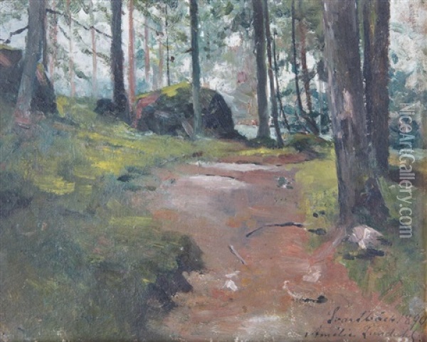 Skogsstig Oil Painting - Amelie Lundahl