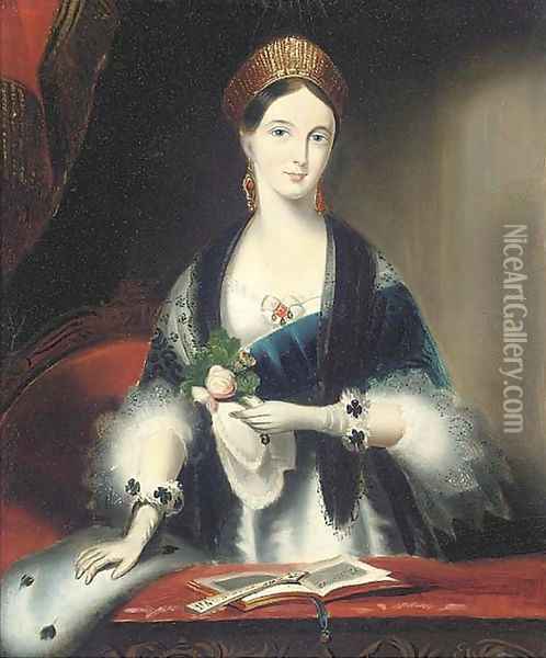 Queen Victoria at Drury Lane theatre Oil Painting - Franz Xaver Winterhalter