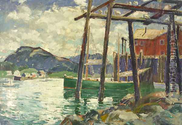Old Wharfs Oil Painting - Jonas Lie
