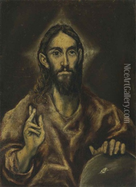 Christ In Benediction Oil Painting -  El Greco