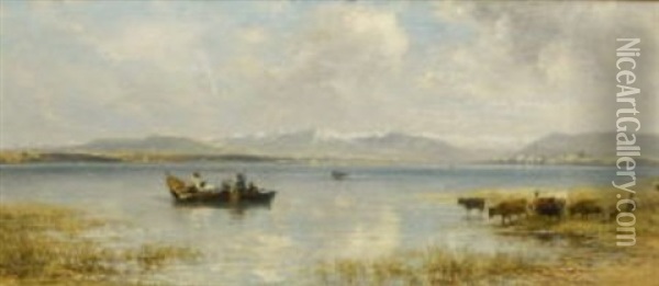 Fischerboote Auf Dem Chiemsee Oil Painting - Albert Kappis