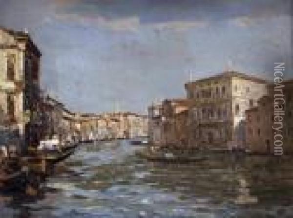 Canal Grande (fine Anni '20 - Primi Anni'30) Oil Painting - Emma Ciardi
