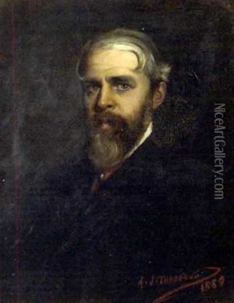 Portrait Of A Bearded Gentleman Oil Painting - Henry Jones Thaddeus