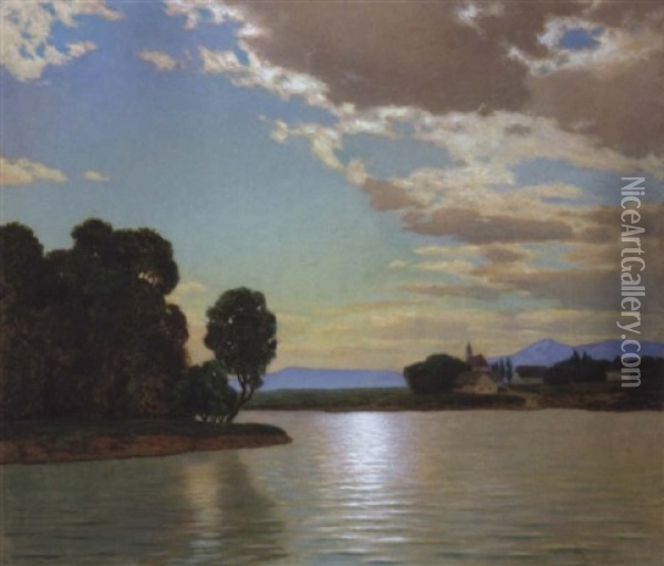 Sonnespiegelung Im See Oil Painting - Eduard Kasparides