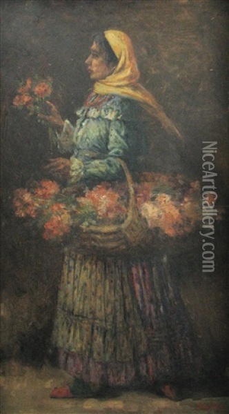 The Flower Girl Oil Painting - Jean Neylies