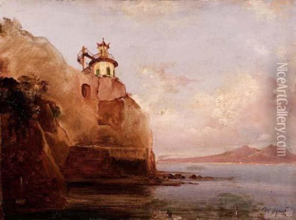 Il Faro Di Gaeta Oil Painting - Giacinto Gigante
