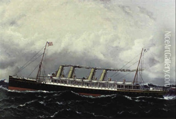 'kaiser Wilhelm De Grosse', Flagship Of The North German Lloyd Line Oil Painting - James Edward Buttersworth