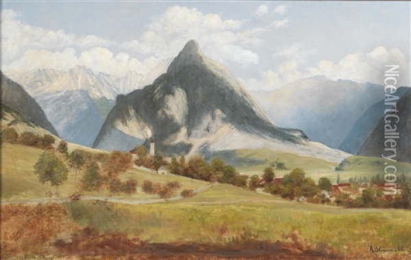 Tyrolean Landscape Oil Painting - Adolf Obermuellner