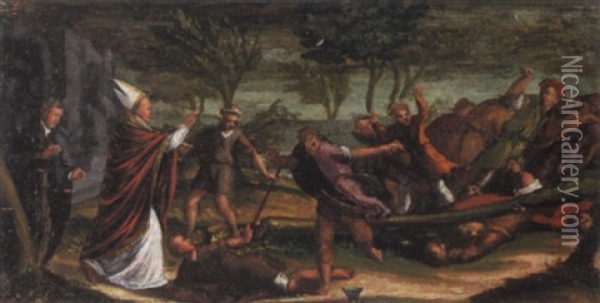 Episodio Della Vita Di Un Santo Vescovo Oil Painting - Bonifazio de Pitati