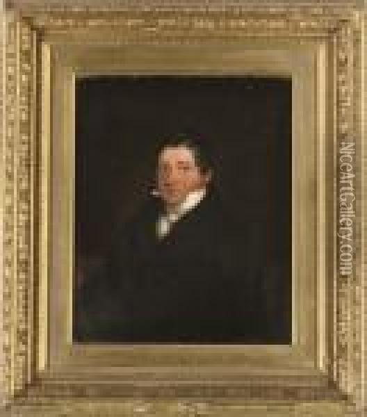 Portrait Of A Gentleman, Seated Three-quarter-length, In A Black Coat And White Tie Oil Painting - Jean Auguste Dominique Ingres