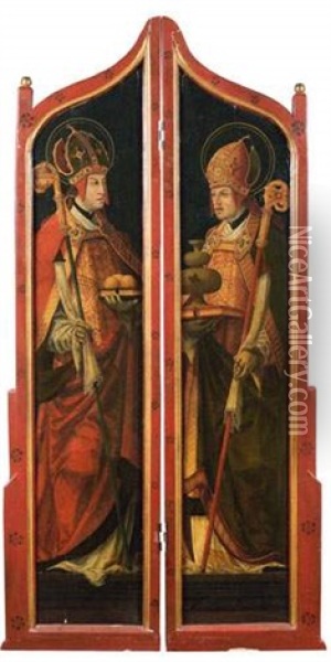 Saint Nicolas De Bari Et Saint Rupert (triptych) Oil Painting - Hans Maler