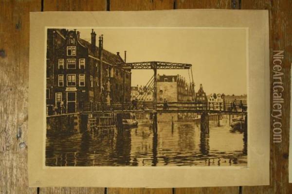 Ophaalbrug Bij Amsterdamse Pakhuizen Oil Painting - Willem Witsen