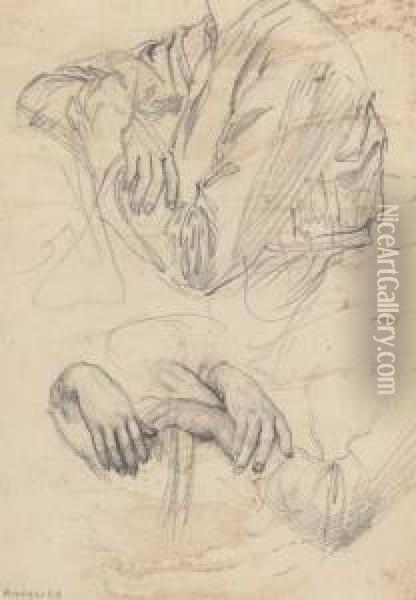 Study Of Hands And Drapery Oil Painting - Charles Fairfax Murray