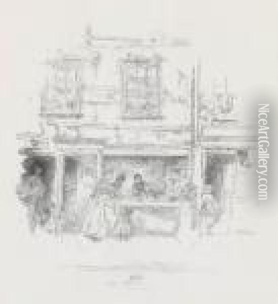Maunder's Fish Shop, Chelsea Oil Painting - James Abbott McNeill Whistler