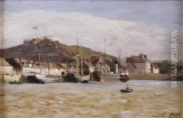 Le Bassin Du Commerce A Cherbourg Oil Painting - Emile Louis Mathon
