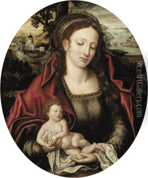 Virgin And Child Oil Painting - Pieter I Claeissins