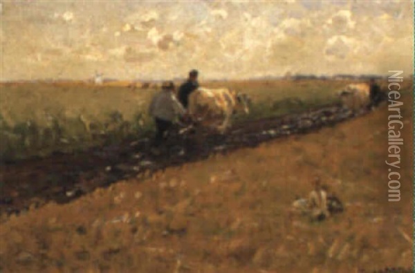Bauern Bei Der Feldarbeit Oil Painting - Hugo Muehlig