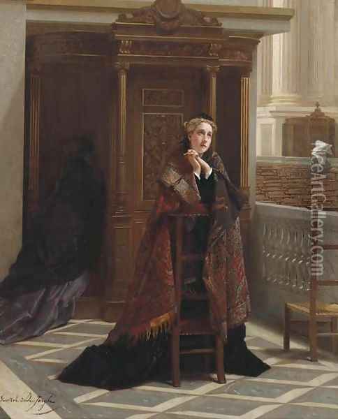 Deep devotion Oil Painting - Gustave Leonhard de Jonghe