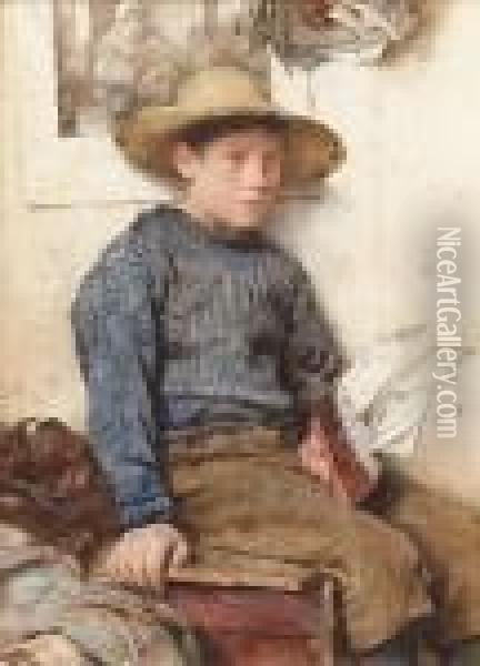 A Fisherman's Son Oil Painting - William Langley